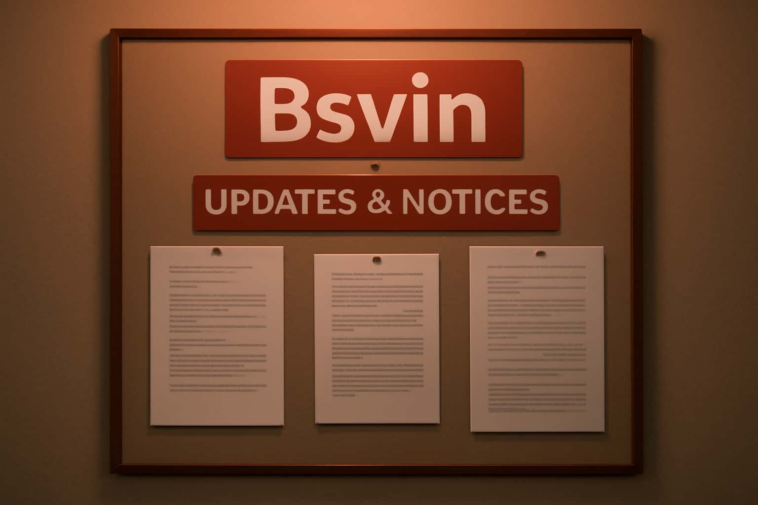 Informational scene depicting Bsvin Updates & Notices with the text clearly displayed.