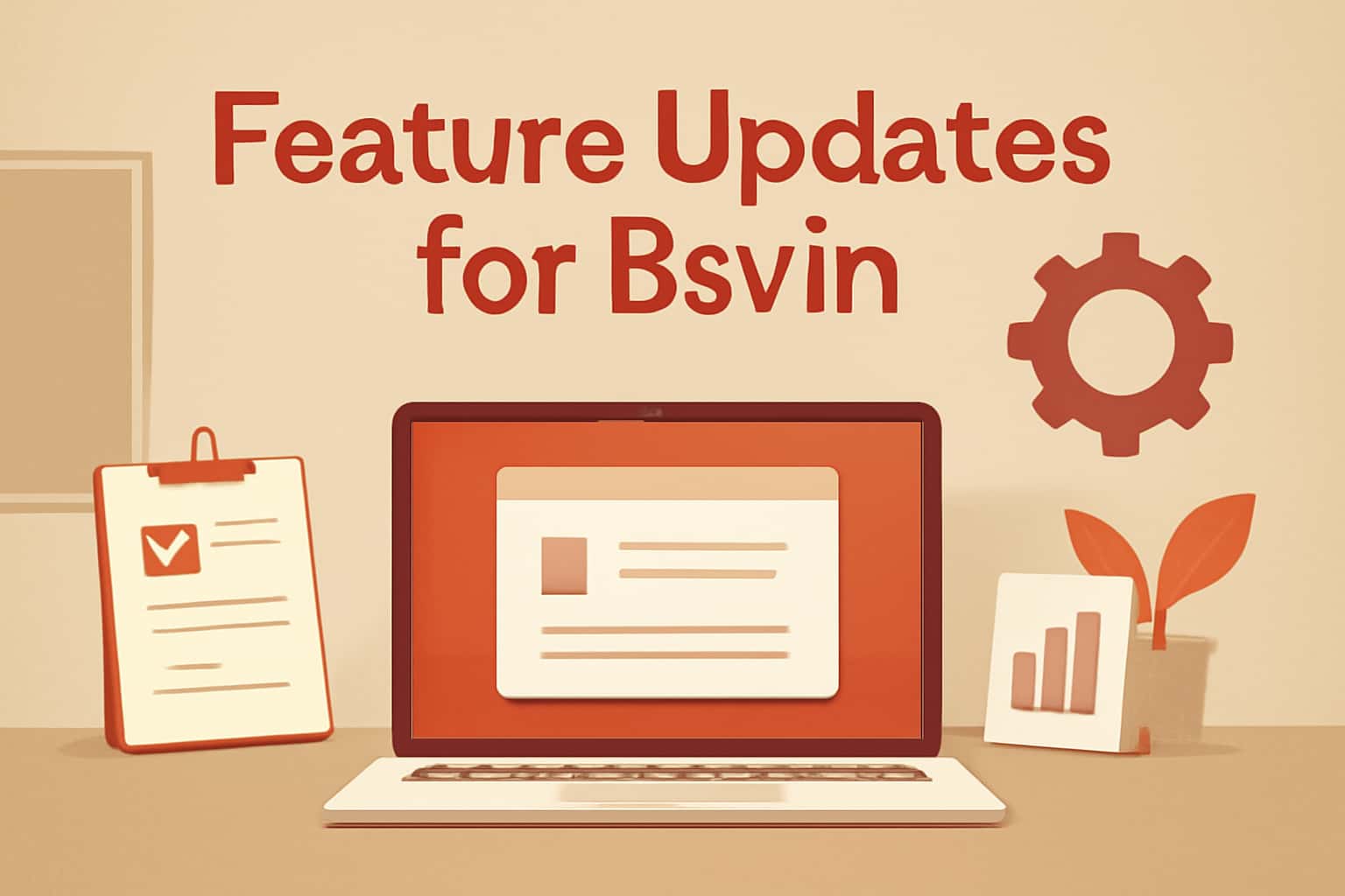 An informational visual representation of the feature updates for the Bsvin app.