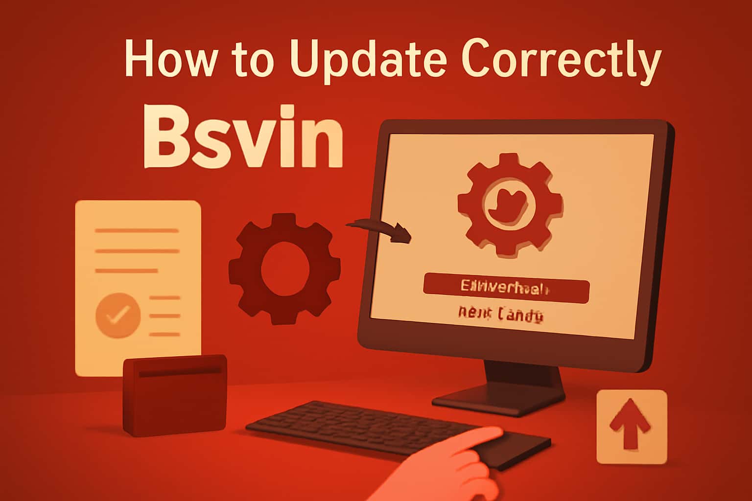 An educational visual on updating Bsvin, featuring the text 'How to Update Bsvin Correctly' in a high-tech style.