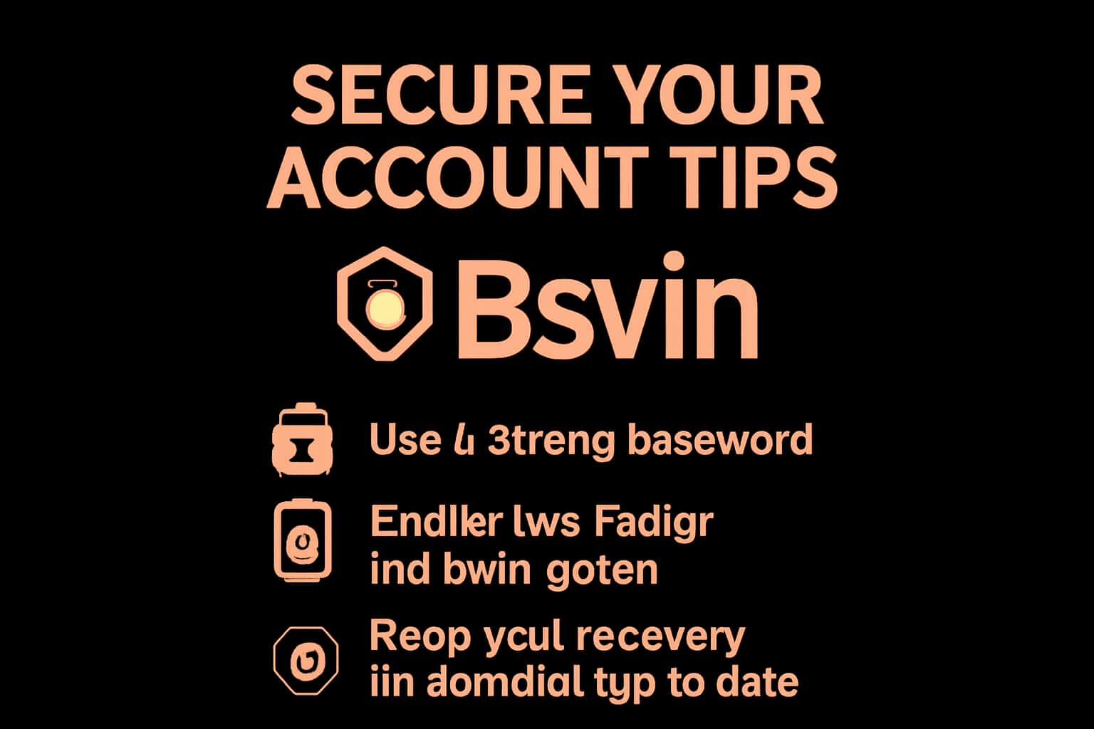 An informational scene emphasizing account security for Bsvin with the text 'Secure Your Bsvin Account Tips'.