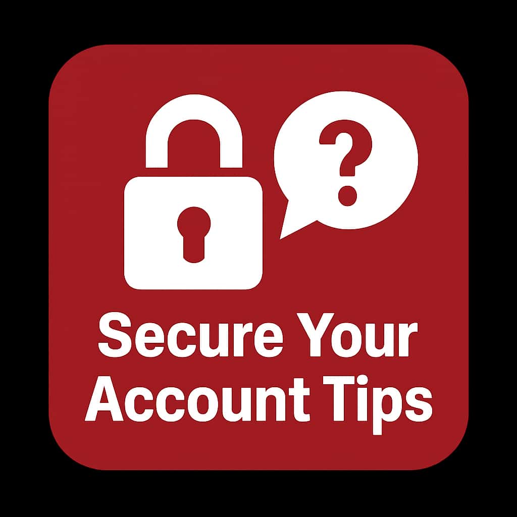 A badge for Secure Your Bsvin Account Tips featuring high-tech design elements.